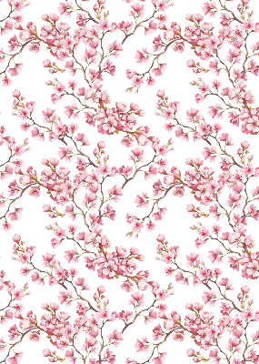 Fabric roller blind Pink petals of buds on the tree