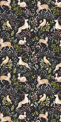 Roller blind for large window Roe deer birds and rabbits