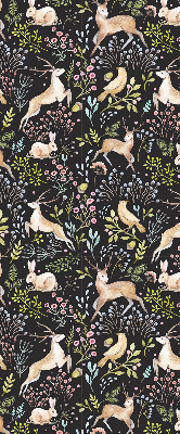 Roller blind for large window Roe deer birds and rabbits