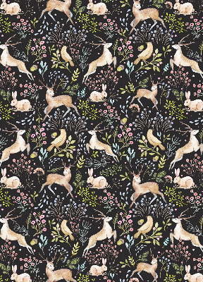 Roller blind for large window Roe deer birds and rabbits