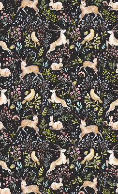Roller blind for large window Roe deer birds and rabbits