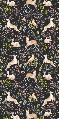 Roller blind for large window Roe deer birds and rabbits