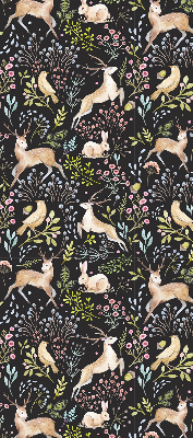 Roller blind for large window Roe deer birds and rabbits