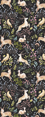 Roller blind for large window Roe deer birds and rabbits