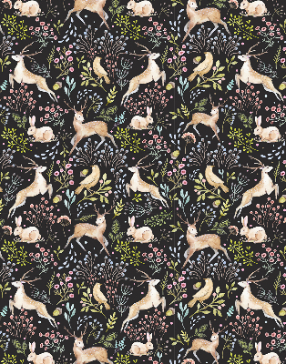 Roller blind for large window Roe deer birds and rabbits