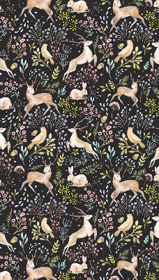 Roller blind for large window Roe deer birds and rabbits
