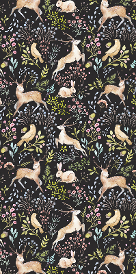 Roller blind for large window Roe deer birds and rabbits