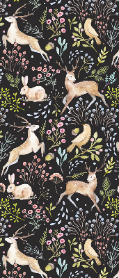 Roller blind for large window Roe deer birds and rabbits