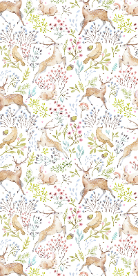 Fabric roller blind Roe deer birds and rabbits