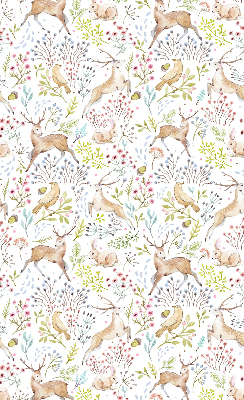Fabric roller blind Roe deer birds and rabbits