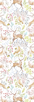 Fabric roller blind Roe deer birds and rabbits