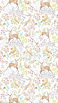 Fabric roller blind Roe deer birds and rabbits