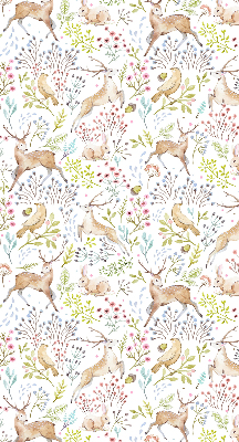 Fabric roller blind Roe deer birds and rabbits