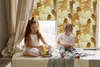 Modern roller blind with an alpacas herd pattern