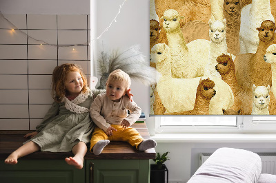 Modern roller blind A herd of alpacas