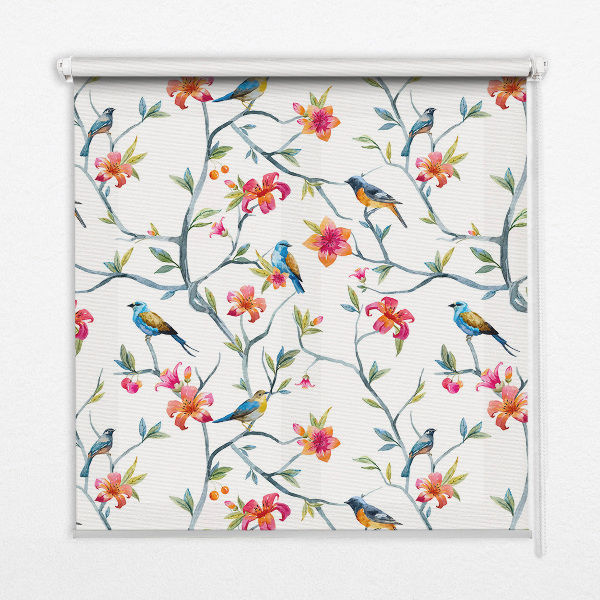 Fabric roller blind Birds on the twigs