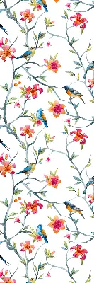 Fabric roller blind with birds on twigs pattern