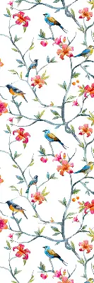 Fabric roller blind with birds on twigs pattern