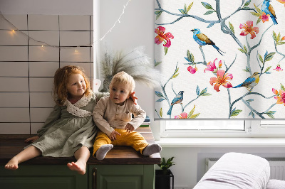 Fabric roller blind Birds on the twigs