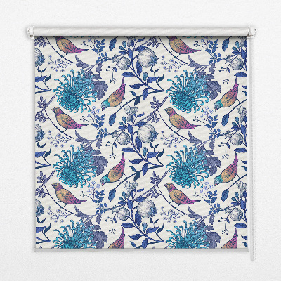 Modern roller blind Blue tree flowers