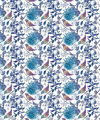 Modern roller blind Blue tree flowers