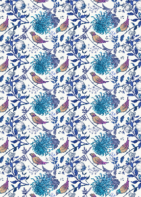 Modern roller blind Blue tree flowers