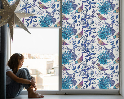 Modern roller blind Blue tree flowers