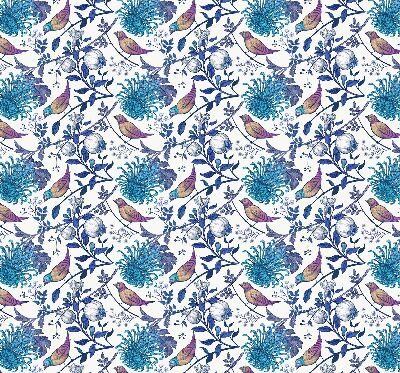 Modern roller blind Blue tree flowers