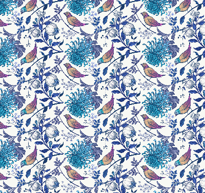 Modern roller blind Blue tree flowers