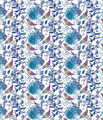 Modern roller blind Blue tree flowers