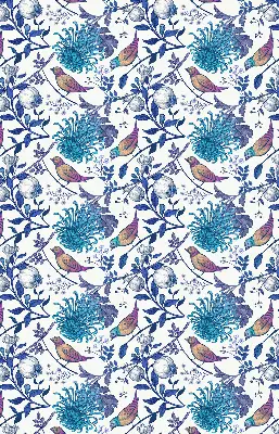 Modern roller blind with blue tree flowers print