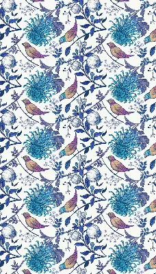 Modern roller blind with blue tree flowers print
