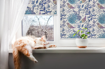 Modern roller blind Blue tree flowers