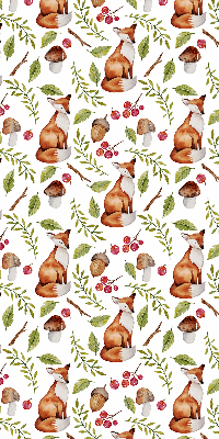 Fabric roller blind Foxes, mushrooms, leaves