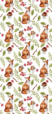 Fabric roller blind Foxes, mushrooms, leaves