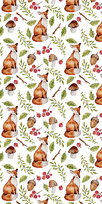Fabric roller blind Foxes, mushrooms, leaves