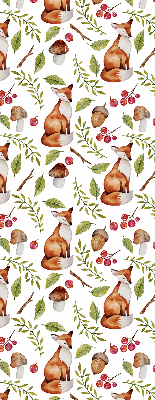 Fabric roller blind Foxes, mushrooms, leaves