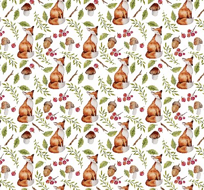 Fabric roller blind Foxes, mushrooms, leaves