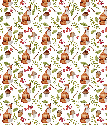 Fabric roller blind Foxes, mushrooms, leaves