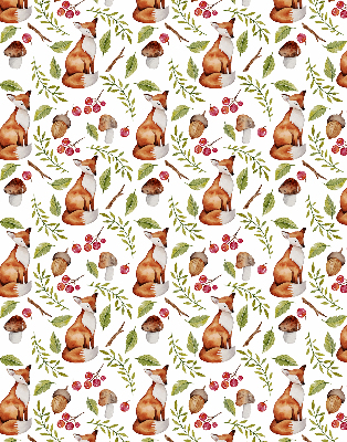 Fabric roller blind Foxes, mushrooms, leaves