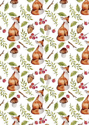 Fabric roller blind Foxes, mushrooms, leaves