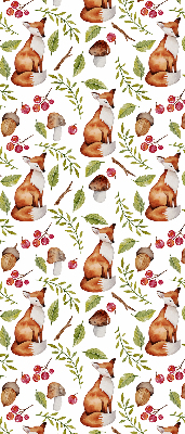 Fabric roller blind Foxes, mushrooms, leaves