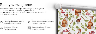 Fabric roller blind Foxes, mushrooms, leaves