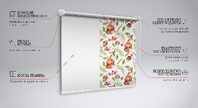 Fabric roller blind Foxes, mushrooms, leaves