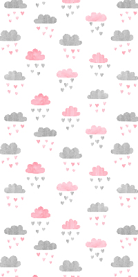 Modern roller blind in pink and gray clouds pattern
