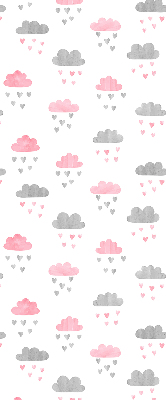 Modern roller blind in pink and gray clouds pattern