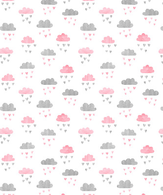 Modern roller blind in pink and gray clouds pattern