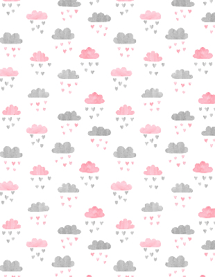 Modern roller blind in pink and gray clouds pattern