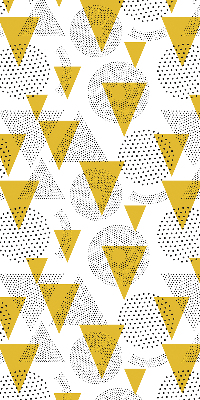 Fabric roller blind with a triangles and circles dot pattern