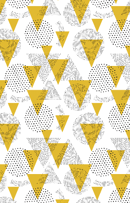 Fabric roller blind with a triangles and circles dot pattern